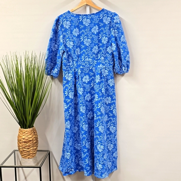 Blue‎ Puff Sleeve Midi Sundress - Large - Picture 3 of 3